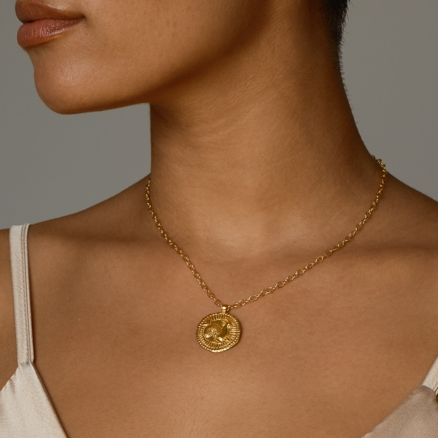 Gold Capricorn zodiac charm necklace. Earth sign jewelry for ambition & success.
