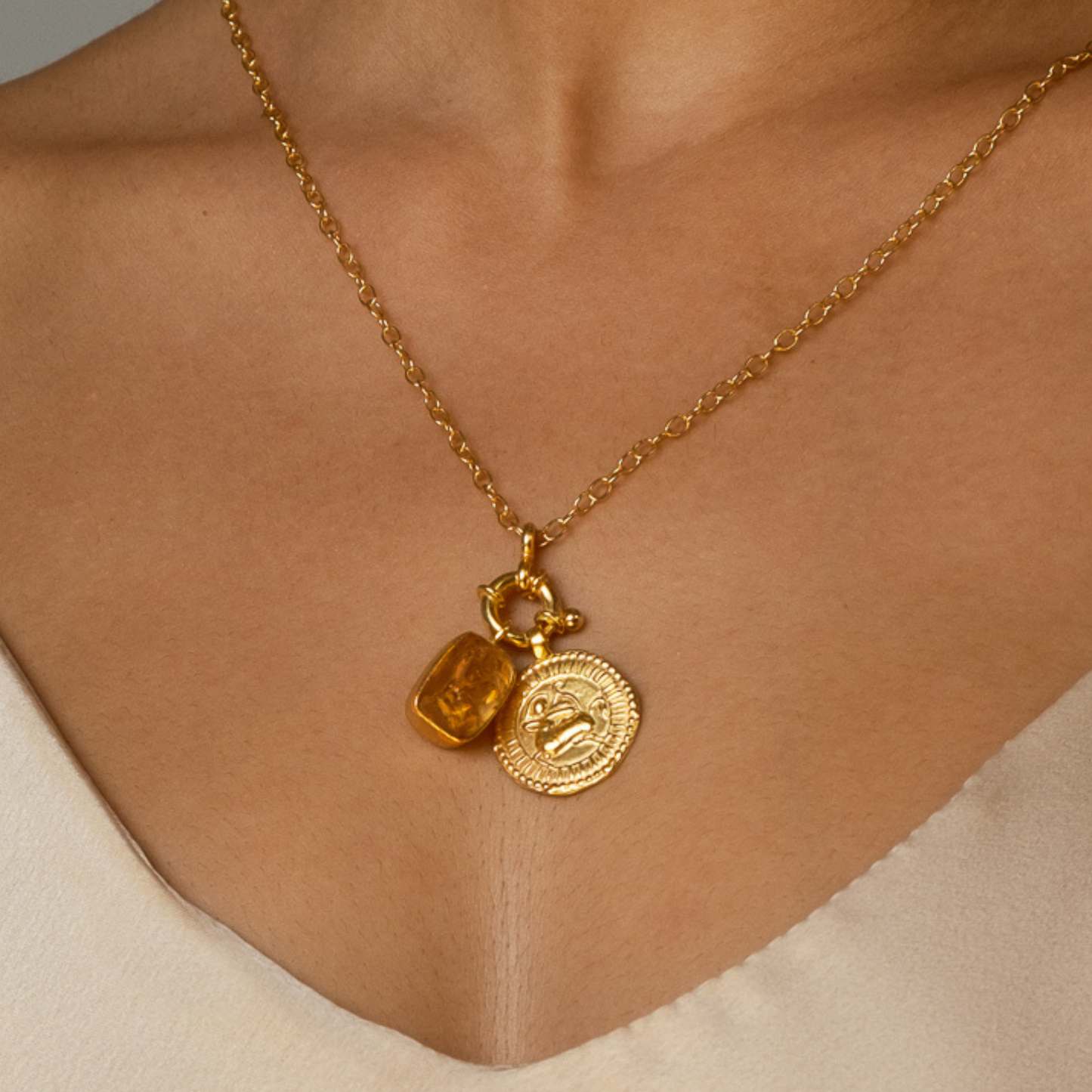 Gold Cosmic Cluster charm & pendant clasp. Sacred handmade spiritual pendant holder for chain or necklace.